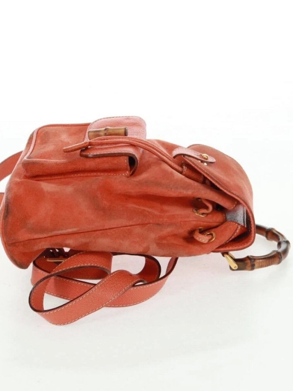 GUCCI Bamboo Backpack Suede Orange Gold 003 58 0030 Auth 159296 - Picture 5 of 16